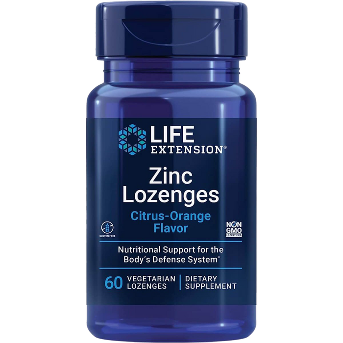 Life Extension Zinc Lozenges 60 Vegetarian Lozenges (Citrus-Orange Flavour)