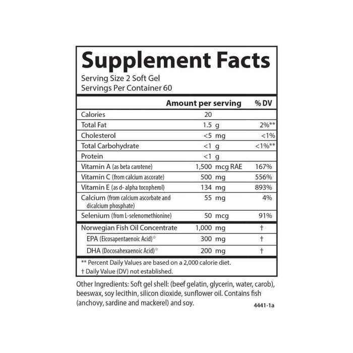 Carlson Labs ACES + Omega (Vitamin A, C, E + Selenium) 60 Softgels - Immune Support at MySupplementShop by Carlson Labs