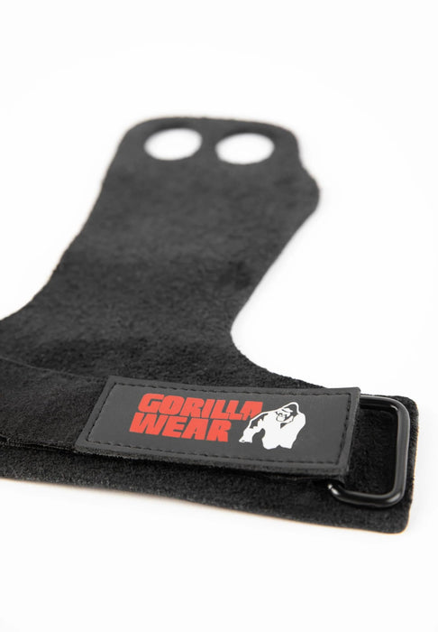 Gorilla Wear 2-Hole Leather Lifting Grips Black - Weight Lifting Gloves at MySupplementShop by GORILLA WEAR
