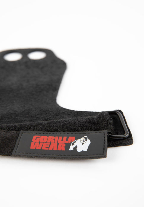 Gorilla Wear 2-Hole Leather Lifting Grips Black - Weight Lifting Gloves at MySupplementShop by GORILLA WEAR