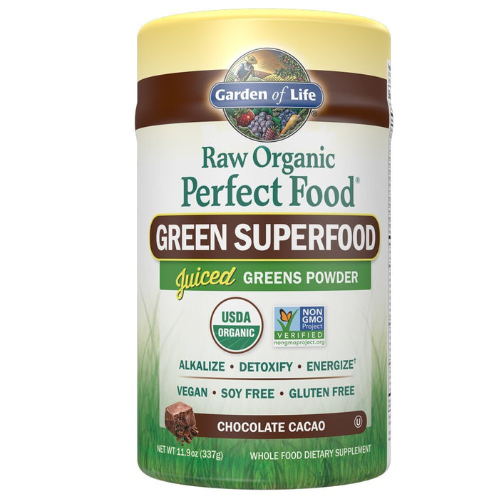 Garden of Life Raw Organic Perfect Food Green Superfood, Chocolate - 285g | High-Quality Minerals | MySupplementShop.co.uk