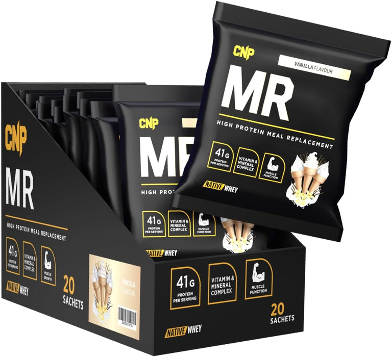 CNP Professional MR, High Protein Complete Meal Replacement Shake Powder, 41g Protein with Vitamins & Minerals, Probiotics, Native Whey and Casein, 72g x 20 Sachets, 3 Flavours Available