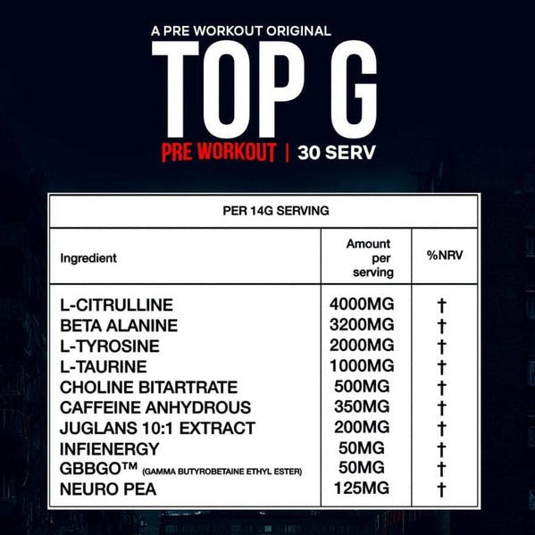 TOP G Pre Workout 30 Servings, 420g