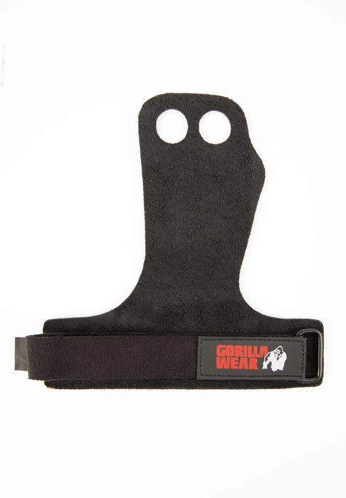 Gorilla Wear 2-Hole Leather Lifting Grips Black - Weight Lifting Gloves at MySupplementShop by GORILLA WEAR