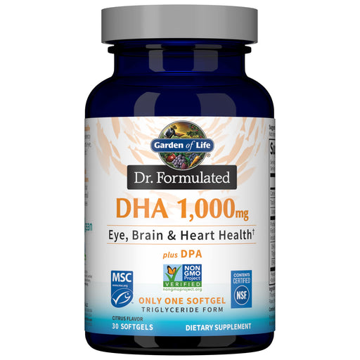 Garden of Life Dr. Formulated DHA, 1000mg (Citrus) - 30 softgels | High-Quality Omega-3 | MySupplementShop.co.uk