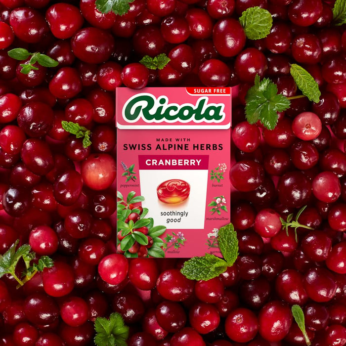 Ricola Swiss Herb Drops Sugar-Free Cranberry Box 20 Pack