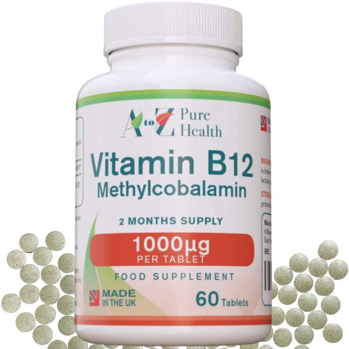 A to Z Pure Health Vitamin B12 Methylcobalamin 60 Tablets - Brain & Memory at MySupplementShop by A To Z Pure Health