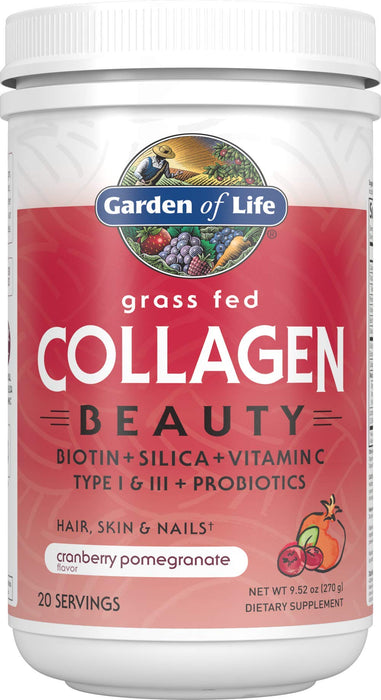 Garden of Life Grass Fed Collagen Beauty, Cranberry Pomegranate - 270g | High-Quality Collagen | MySupplementShop.co.uk