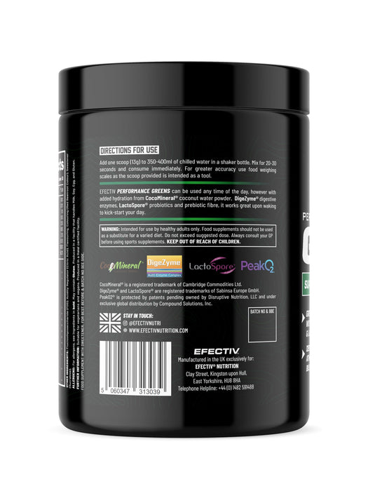 Efectiv Nutrition Performance Greens 390g Best Value Herbal Supplement at MYSUPPLEMENTSHOP.co.uk