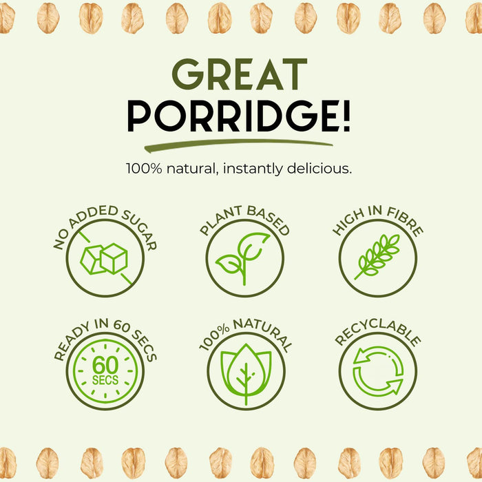 The Great British Porridge Co 100% Natural Instant Porridge 8x60g - Breakfast Cereal at MySupplementShop by The Great British Porridge Co.