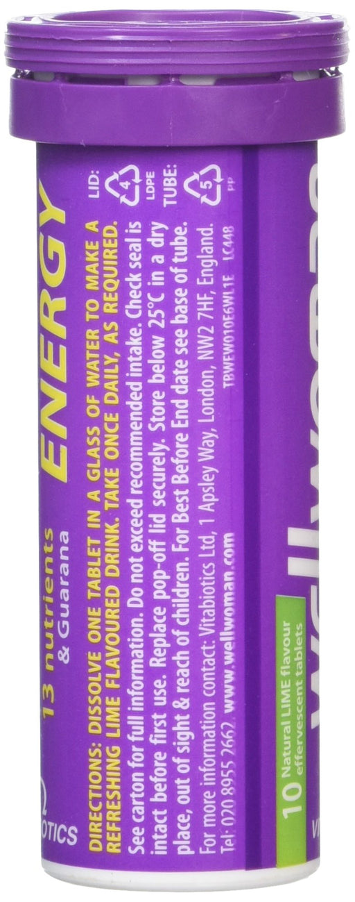Vitabiotics Wellwoman Energy Natural Lime Flavour Effervescent Tablets