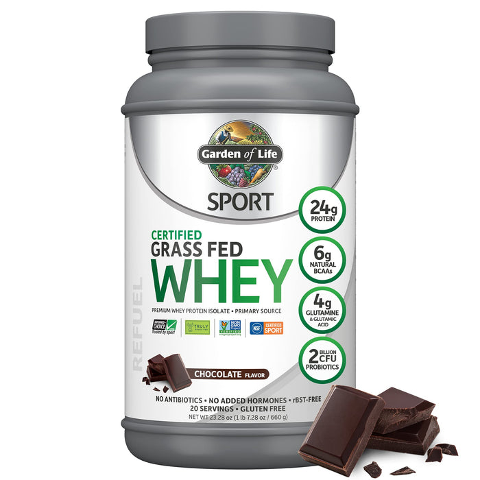 Garden of Life Sport Certified Grass Fed Whey Protein, Chocolate - 660g | High-Quality Whey Proteins | MySupplementShop.co.uk