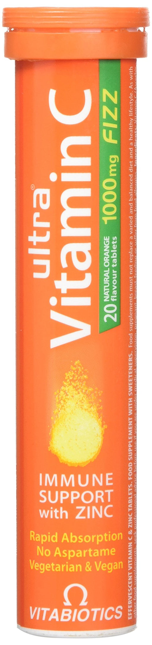 Vitabiotics Ultra Vitamin C 1000mg Fizz Natural Orange Flavour Tablets