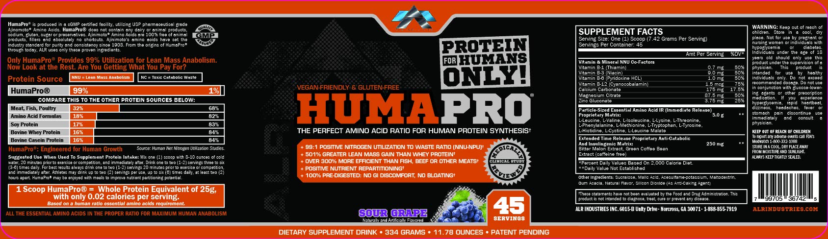 ALRI HumaPro, Sour Grape - 334 grams | High-Quality Amino Acids and BCAAs | MySupplementShop.co.uk