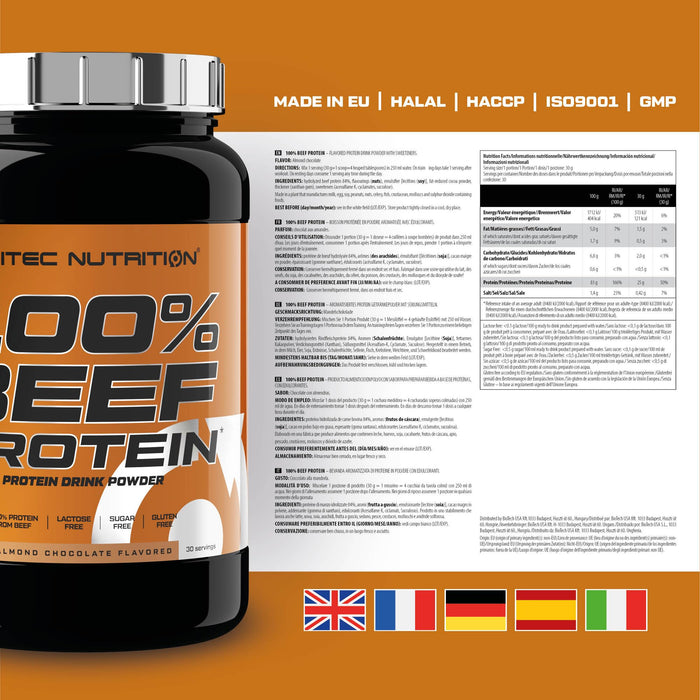 SciTec 100% Beef Protein, Almond Chocolate 900g