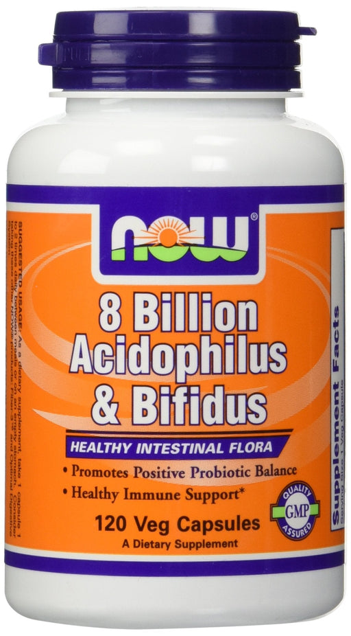 NOW Foods 8 Billion Acidophilus & Bifidus - 120 vcaps - Health and Wellbeing at MySupplementShop by NOW Foods