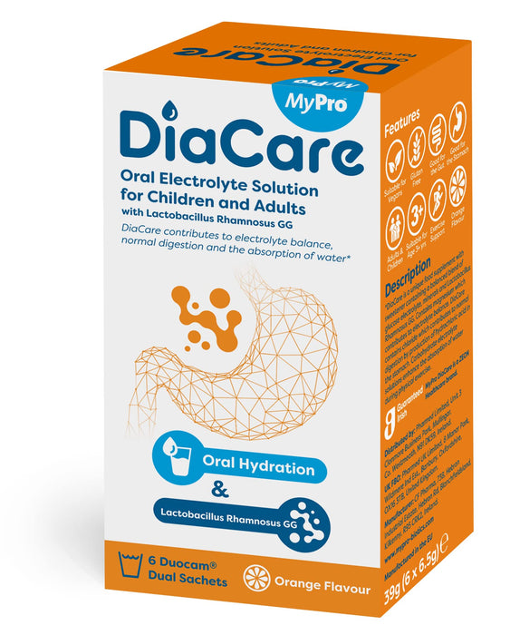 DiaCare Oral Electrolyte Solution Orange - 6x6.5g - Stomach Remedies at MySupplementShop by Diacare
