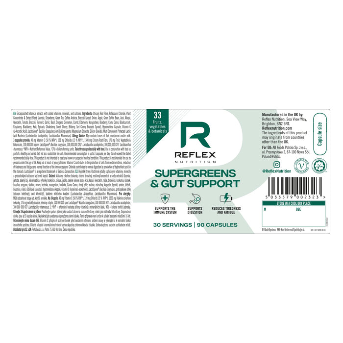 Reflex Nutrition Supergreens &amp; Gut Support 90 Cap - Nutritional Supplement at MySupplementShop by Reflex Nutrition
