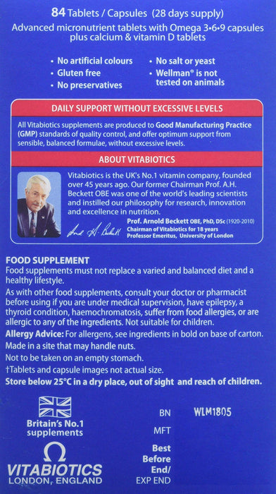Vitabiotics Wellman Max Omega 3-6-9 & Calcium & Vitamin D Tablets