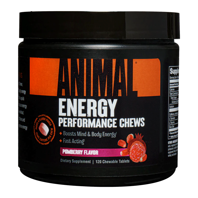 Animal Energy Performance Chews Pomberry Flavor 120Tabs for Enhanced Stamina at MySupplementShop.co.uk