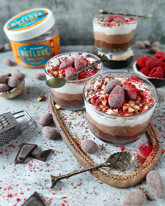 Allnutrition Nutlove Whole Nuts, Almonds in Dark Chocolate with Raspberry Powder - 300g