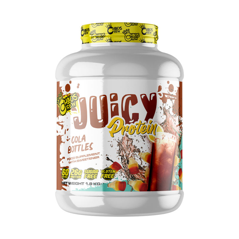 Chaos Crew Juicy Protein 1.8kg Cola Bottles Best Value Sports Supplements at MYSUPPLEMENTSHOP.co.uk