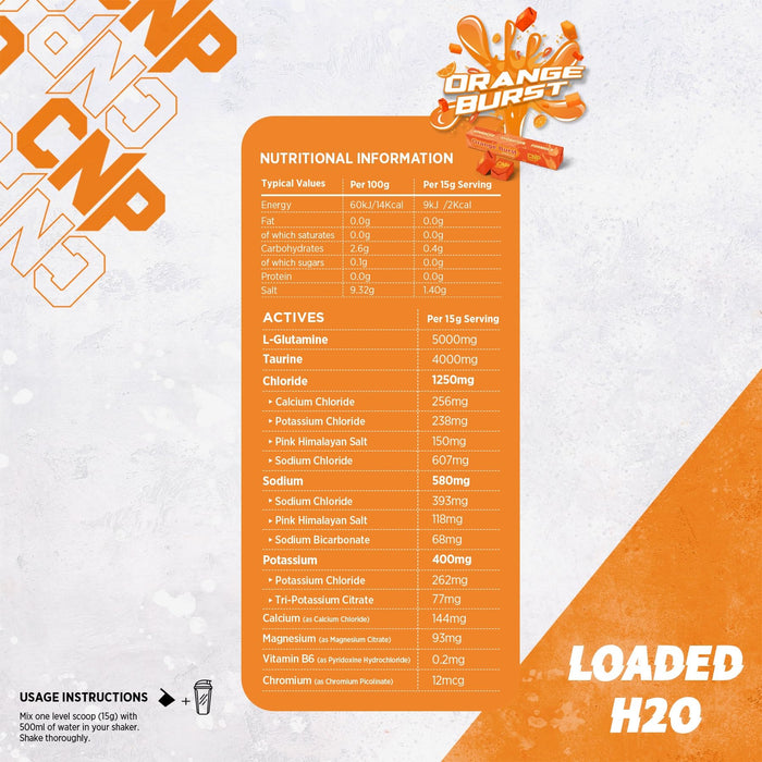 CNP Loaded H2O, Orange Burst 300g - Electrolyte Replacements at MySupplementShop by CNP