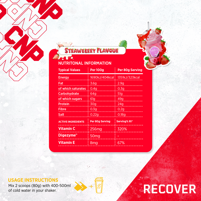 CNP Pro Recover Strawberry 5kg | Post-Workout Recovery | High Protein & Carbs