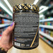 Black jar of DY Nutrition Blood And Guts blueberry pre workout supplement with gold lid