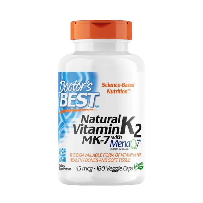 Doctor's Best Natural Vitamin K2 MK-7 with MenaQ7 45 mcg 180 Veggie Capsules