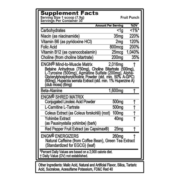 EVLution Nutrition ENGN Shred Pre Workout 246g 30 Servings