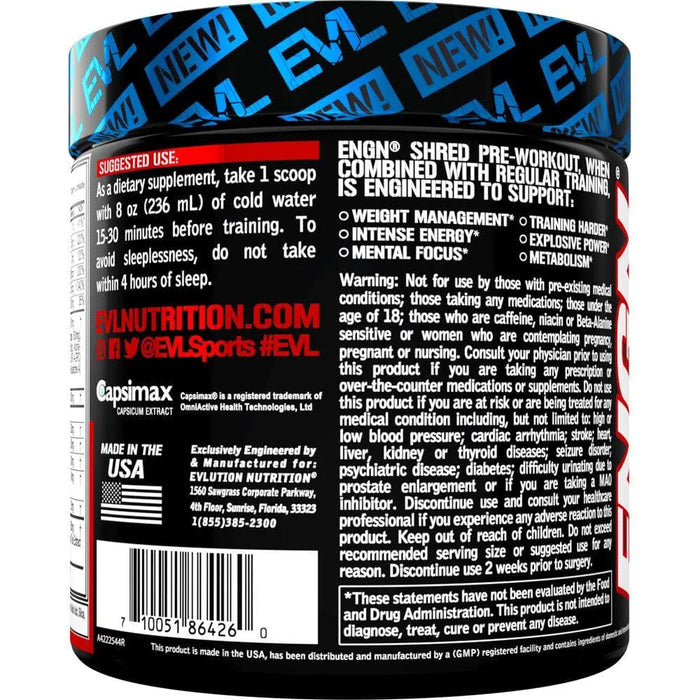 EVLution Nutrition ENGN Shred Pre Workout 246g 30 Servings