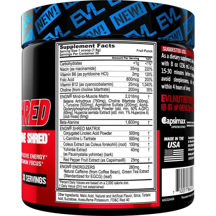 EVLution Nutrition ENGN Shred Pre Workout 246g 30 Servings