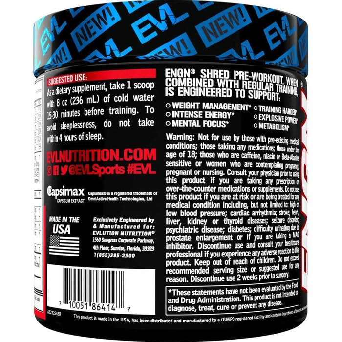 EVLution Nutrition ENGN Shred Pre Workout 246g 30 Servings