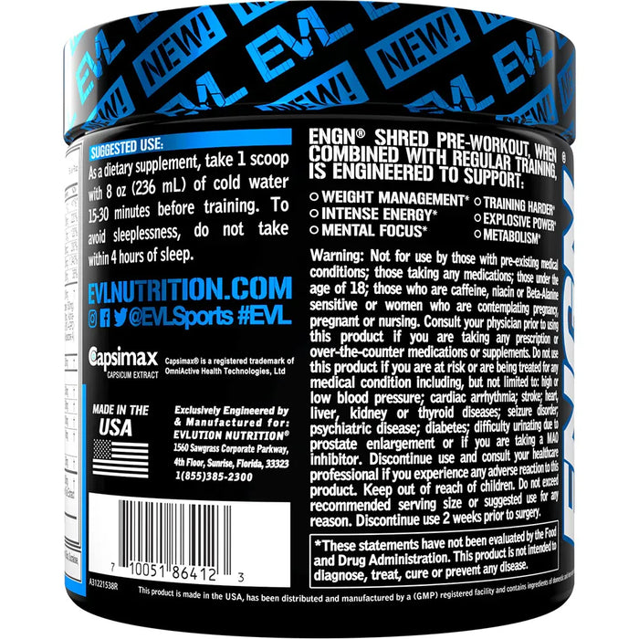 EVLution Nutrition ENGN Shred Pre Workout 246g 30 Servings