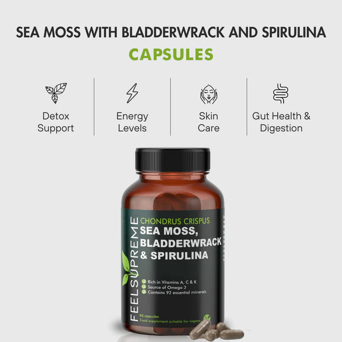Feel Supreme Seamoss with Bladderwrack and Spirulina | Detox Blend 90Veg Caps