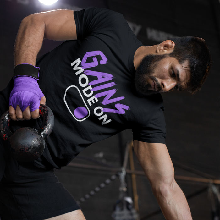 Gains Mode On Heavyweight Gym T-Shirt - My Supplement Shop Classic Fit