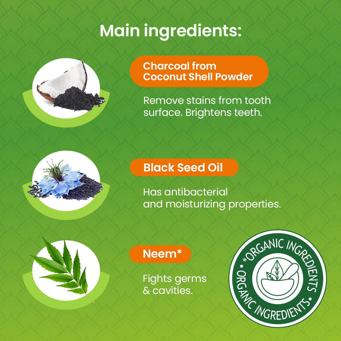 Himalaya Whitening Antiplaque Toothpaste Charcoal + Black Seed Oil 75ml.