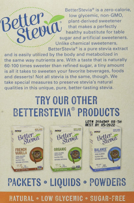 NOW Foods Better Stevia Packets, Original - 100 packets - Health Foods at MySupplementShop by NOW Foods