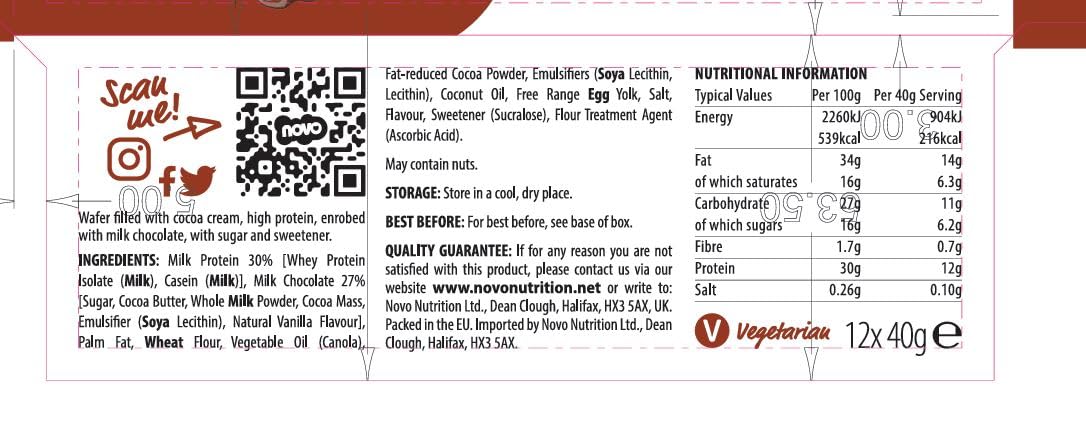 Novo Nutrition Novo Protein Wafer Bar 12x40g