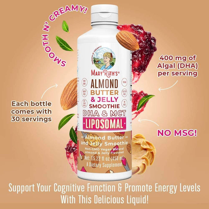 MaryRuth Organics Almond Butter & Jelly Smoothie DHA & MCT Liposomal - 450 ml.