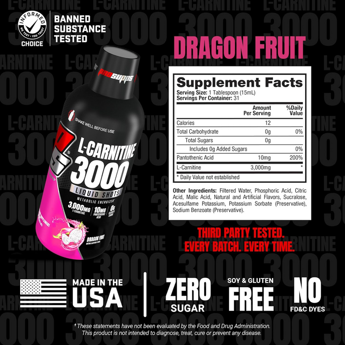 Pro Supps L-Carnitine 3000, Dragon Fruit 473ml