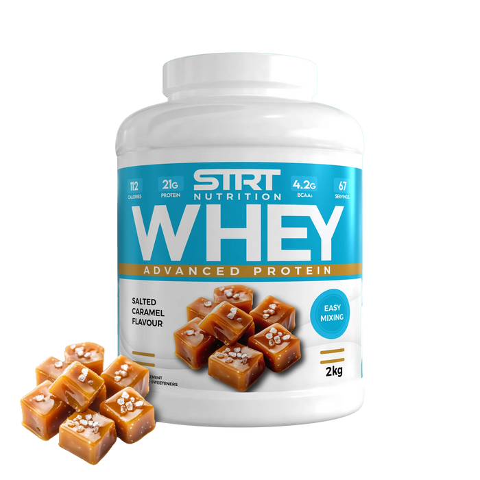 STRT Nutrition Whey Protein 2kg – 21g Protein, 67 Servings, Multiple Flavours