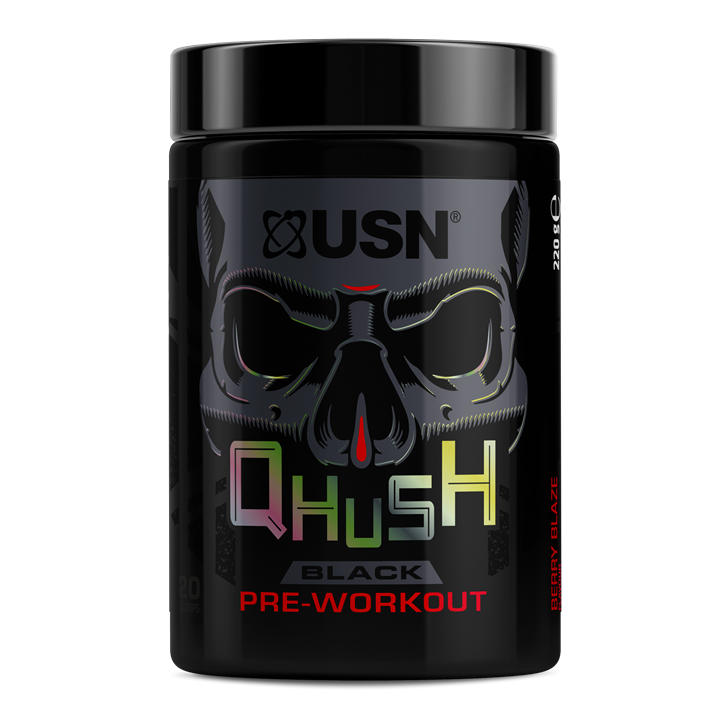 USN QHUSH Black 220g Berry Blaze | Premium Pre Workout Energy at MySupplementShop.co.uk