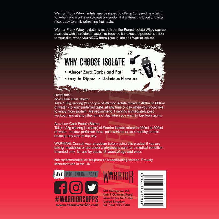 Warrior Fruity Whey Isolate 375g - Whey Proteins at MySupplementShop by Warrior