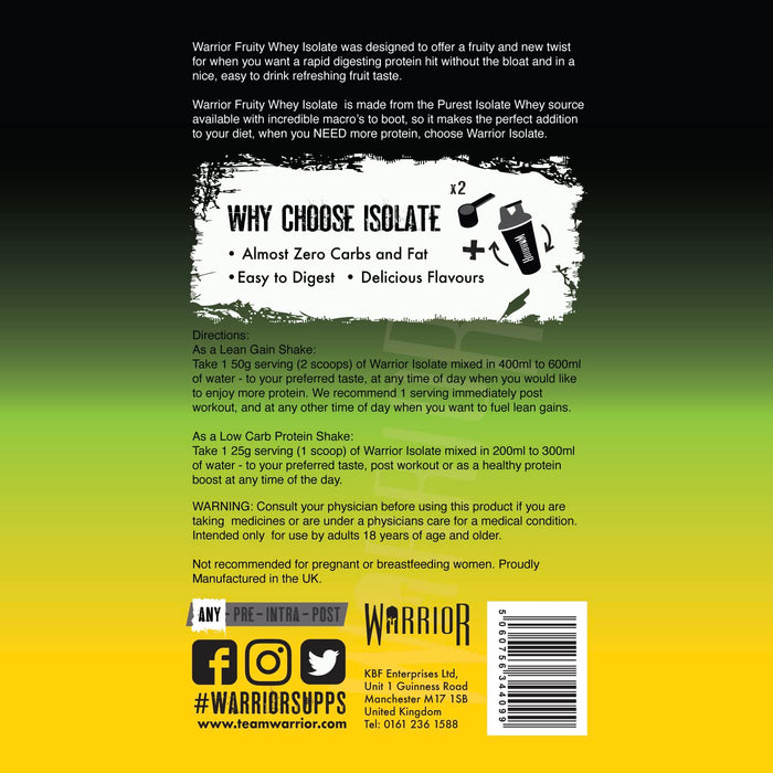 Warrior Fruity Whey Isolate 375g - Whey Proteins at MySupplementShop by Warrior