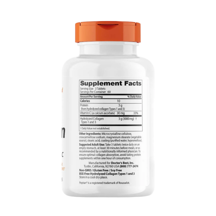 Doctor's Best Collagen Types 1 and 3 with Peptan and Vitamin C 1,000mg 180 Tablets