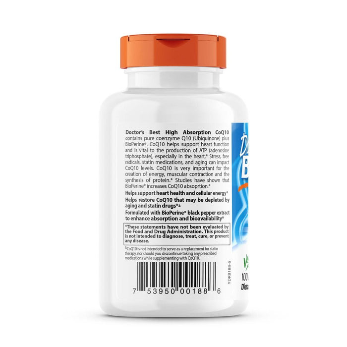 Doctor's Best High Absorption CoQ10 with BioPerine 100 mg 120 Veggie Capsules | Premium Supplements at MYSUPPLEMENTSHOP