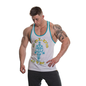 Golds Gym Muscle Joe Contrast Stringer - Blanc/Turquoise