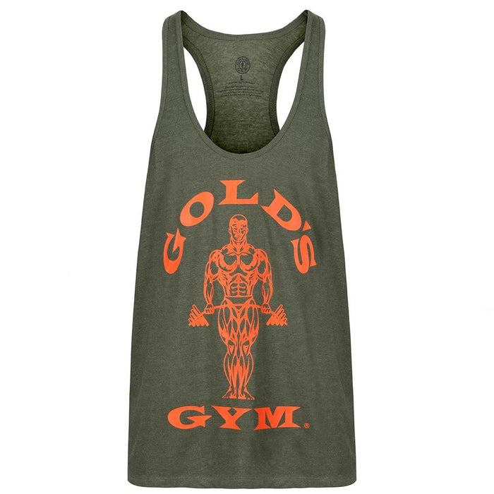 Golds Gym Muscle Joe Premium Stringer - Army Marl/Orange